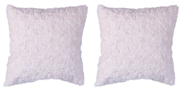 prezzo Set 2 Cuscini Decorativi 43x43x6 cm in Poliestere VdE Tivoli 1996 Furry Bianco