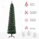 Albero di Natale Innevato Slim Ø56x225 cm con 624 Rami Base Rimovibile e Pieghevole in PVC Verde      