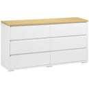 Cassettiera 6 Cassetti 140x37x75 cm in Truciolato Bianco e Color Legno