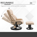 Poltrona Relax Reclinabile 76x80x102 cm Massaggiante con Pouf Poggiapiedi e Telecomando Struttura in Legno Crema      