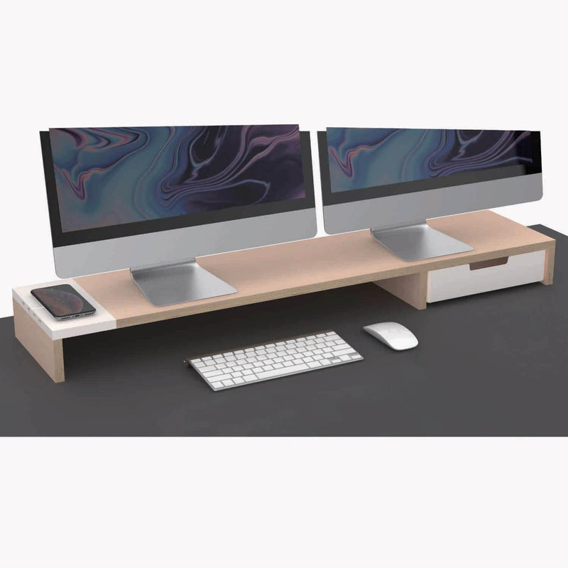 Supporto 3 Monitor Supporto Monitor Con 3 Cassetti E Supporto Telefono Organizer Scrivania In Mdf 668427 - 11