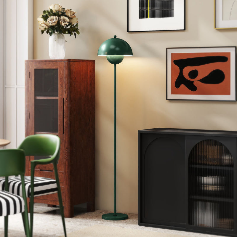 Lampada da Terra con Paralume Semicircolare Ø30x155 cm Interruttore a Pedale in Acciaio Verde  