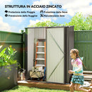 Casetta da Giardino 161,5x94,5x196 cm Porta Attrezzi con Catenaccio in Acciaio Grigio Chiaro      