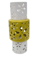 Vaso Yellow Ring Ø14x34 cm Porcellana Bianco e Verde