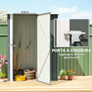 Capanno Porta Attrezzi 142x86x189 cm con Tetto Inclinato e Porta Bloccabile in Metallo Grigio Chiaro      
