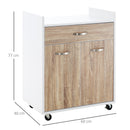 Carrello da Cucina 60x40x77 cm in Legno Bianco e Rovere