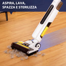 Aspirapolvere Lavapavimenti Senza Fili Wet & Dry Scopa Elettrica con 2 Serbatoi Bianco