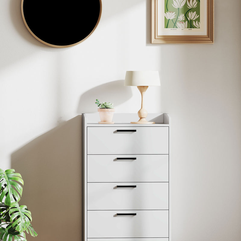 Cassettiera 5 Cassetti 60x40x114 cm in Legno Bianco  