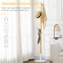 Appendiabiti da Terra 8 Ganci 37,8x175,6 cm in Bambù Legno e Metallo Legno/Bianco 