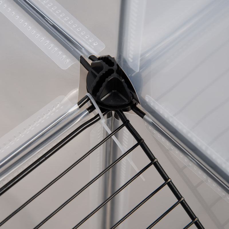 Recinto per Animali Modulabile 140x70x70 cm con Pannelli 35x35 cm in Acciaio e PP Nero  