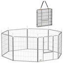 Recinto per Cani a 8 Pannelli Modulabili Pieghevole 80x1,5x80A cm con Porta di Ingresso in Acciaio Argento   