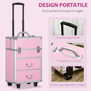 Trolley per Estetista Make Up Trucchi Professionale Rinforzato con Blocco a 2 Chiavi 36x23x58 cm Rosa  