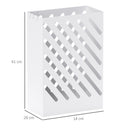 Portaombrelli di Design 28x14x41 cm con Vaschetta Raccogli Gocce e 4 Ganci in Metallo Bianco   