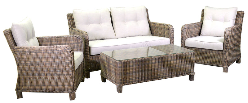 Set da Giardino Divano 2 Poltrone e Tavolino in Polyrattan Baltimora