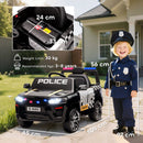 Macchina Elettrica per Bambini Polizia con Telecomando Doppio Motore 12V con Sirena e Fari Nero      