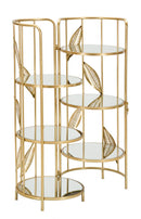 Libreria Leaf Double 73x90x35 cm in Ferro e MDF Oro