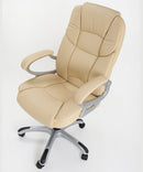 Sedia Poltrona Presidenziale da Ufficio in Similpelle Bozzini Silky Beige