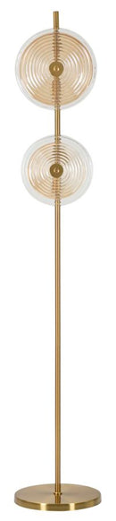 Lampada da Terra Venice Ø30x170 cm in Vetro e Ferro Oro e Naturale e Marrone      