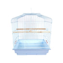 Gabbia Voliera per Uccelli 46,5x35,5x65,5 cm con 2 Mangiatoie in Ferro e Plastica Bianco  