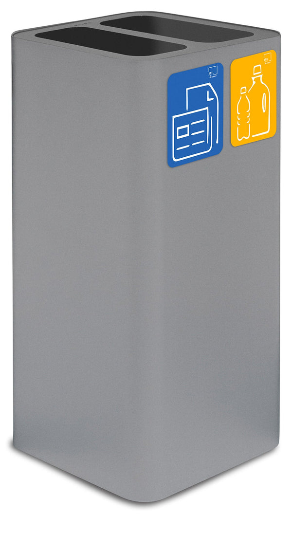online Pattumiera Per Raccolta Rifiuti 38x38xh80 cm In Acciaio Verniciato Cover a 2 Scomparti Grigio