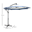 Ombrellone da Giardino a Braccio Ø295x194A cm in Metallo e Poliestere Blu Scuro e Crema   