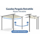 Pergola Gazebo Retrattile da Giardino 295x295x230 cm Anti UV e Impermeabile Beige      