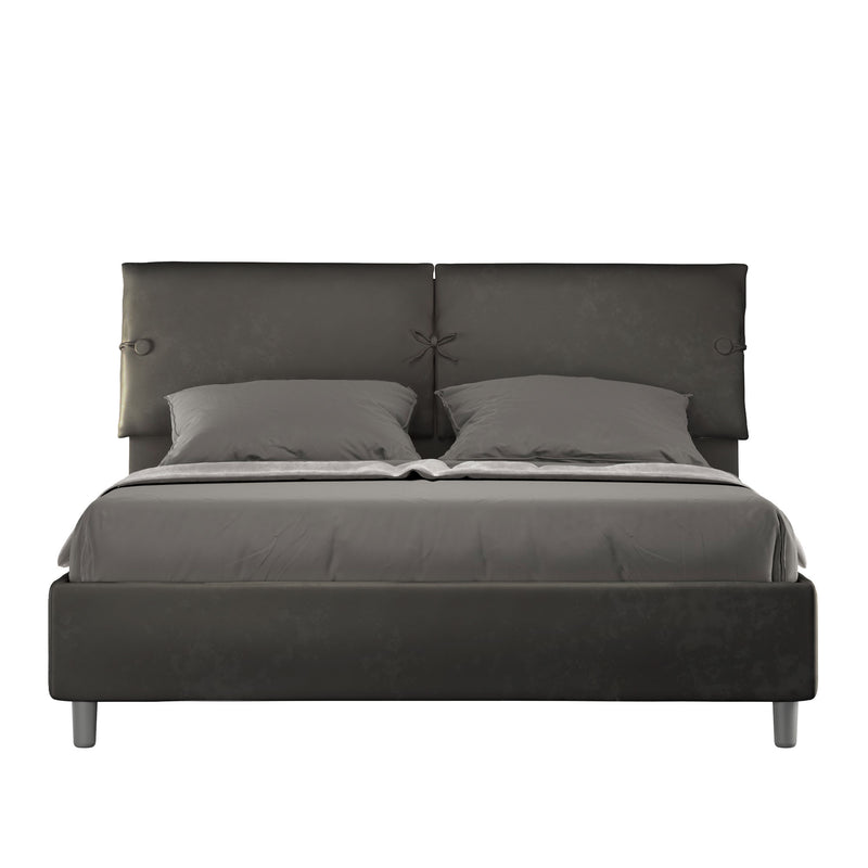 Letto Matrimoniale con Alzata Comoda Imbottito in Microfibra Sleeper Grigio Varie Misure