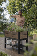 Orto Rialzato Rettangolare 113x48x79,5 cm Keter Deco Elevated Garden Bed Marrone Effetto Legno Noce  