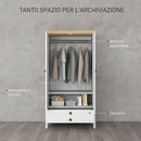 Armadio a 2 Ante con Cassetto Inferiore Barra Appendiabiti e Ripiano 85x55x160 cm Bianco 