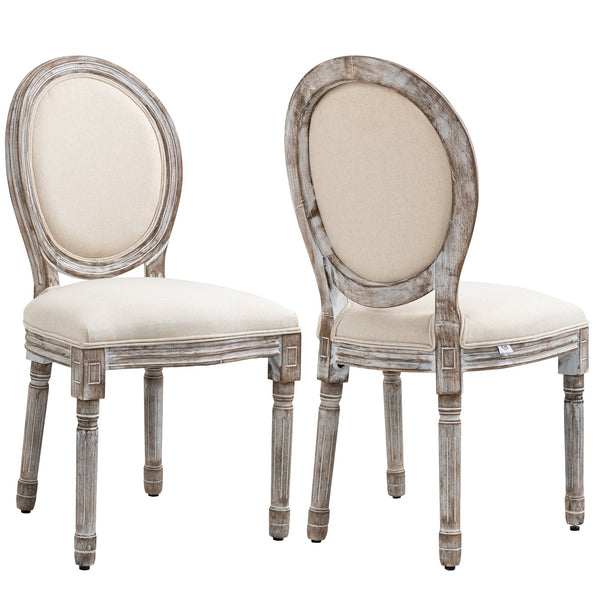 prezzo Set 2 Sedie 51x55x 96 cm in Legno e Tessuto Crema