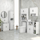 Mobile Colonna Bagno 40x30x164 cm con Mensola Aperta Cassetto e 2 Armadietti in Legno Bianco      