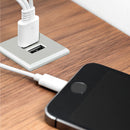 Connettore Quadrato a Incasso 2 Prese Usb 37 mm Plastica Grigio Metallizzato Emuca