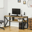 Scrivania da Ufficio Moderna 140x60x76 cm con Mensola e Gambe a K Nero Marrone