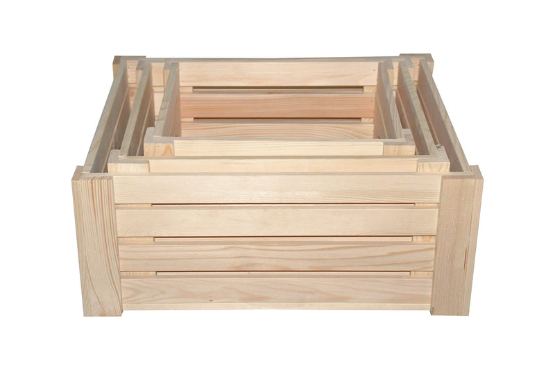 Set 3 Casse Multiuso in Legno di Abete Orion Grezzo