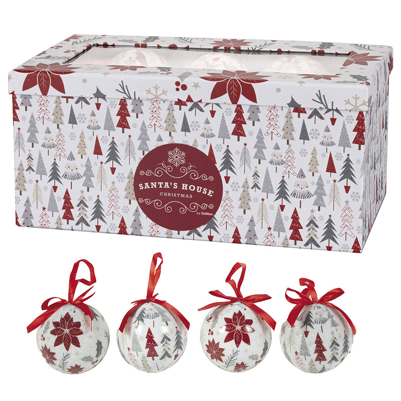 Set 14 Palle di Natale Ø7,5 cm in Polyfoam con Box Alberi e Stella di Natale