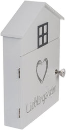 Cassetta Porta Chiavi 24x6x29,5 cm 6 Ganci in Legno Bianco