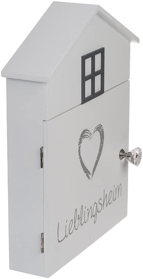 Cassetta Porta Chiavi 24x6x29,5 cm 6 Ganci in Legno Bianco