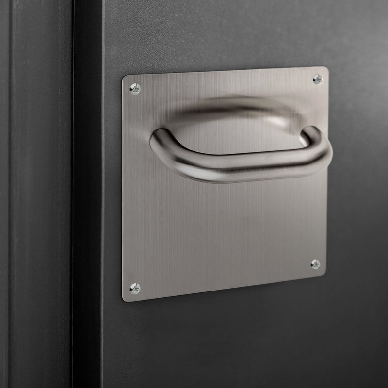 Maniglie Fisse ad u con Piastra 17 x 17 cm Acciaio Inossidabile Nichel Satinato Set di 2 Emuca