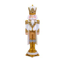 Soldatino Schiaccianoci in resina bianco e oro cm 27,5x25xh91,5