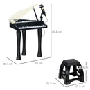 Mini Pianoforte Giocattolo per Bambini a 32 Tasti con Sgabello Microfono Musiche Luci e Gambe Rimovibili Nero