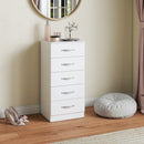 Cassettiera 5 Cassetti 40x35x85 cm dallo Stile Moderno in Truciolato Bianco      