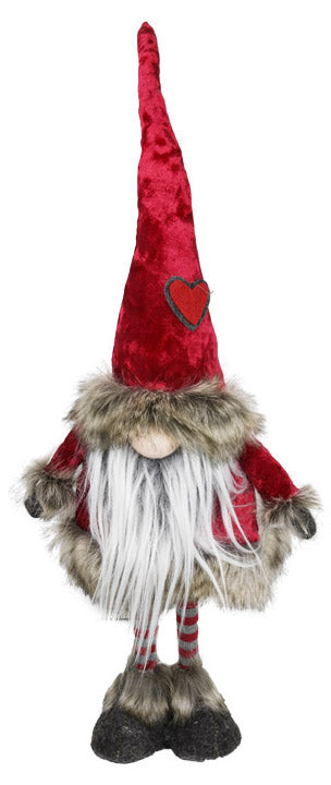 Gnomo di Babbo Natale H48 cm in Tessuto Bordeaux