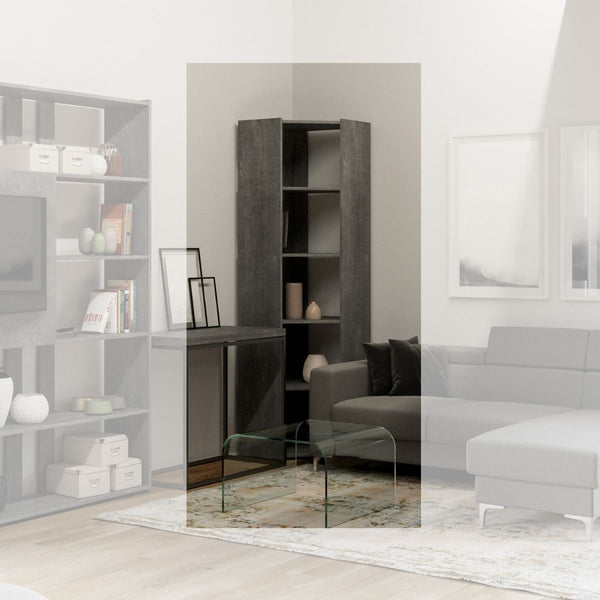 acquista Libreria Angolare Moderna 5 Ripiani 60,3x60,3x205 cm in nobilitato Cemento