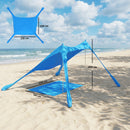 Tenda Spiaggia 2-4 Persone Tappetino Pala Protezione Solare UPF50+ Azzurro      
