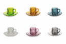 Set 6 Tazzine Caffè in Vetro Colorato con Piattino 90 ml Villa d'Este Home Tivoli Diamond