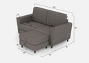 Divano 2 Posti con Pouf 152x155x85 cm Yasel in Tessuto Grigio