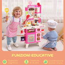 Cucina Giocattolo per Bambini 3-6 Anni con 104 Accessori 52,5x22x100 cm in PP e PE Rosa      