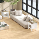 Set 2 Comodini con Cassetto e Ripiano Aperto 45x40x55 cm in Legno Bianco e Rovere   