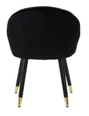 Sedia Loty Nera 57x58x80 cm in Legno e Velluto Nero e Oro