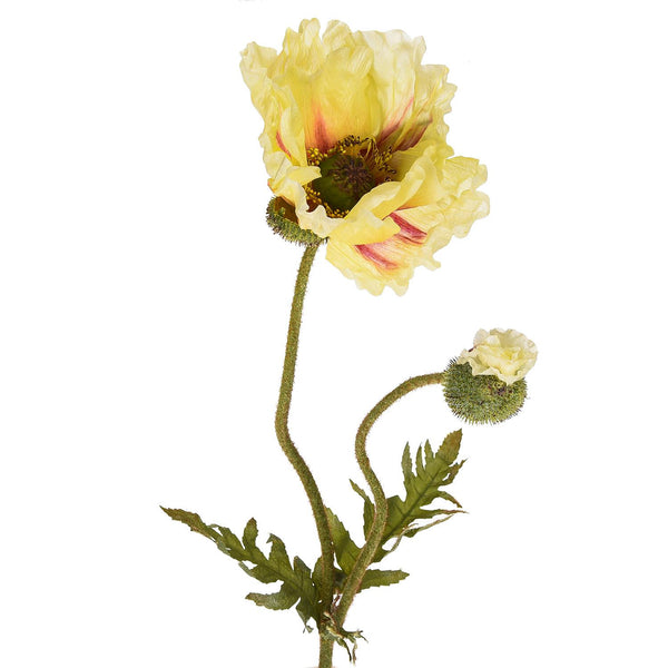 acquista Set 4 Papaveri Artificiale con 2 Fiori Artificiali Altezza 74 cm Giallo
